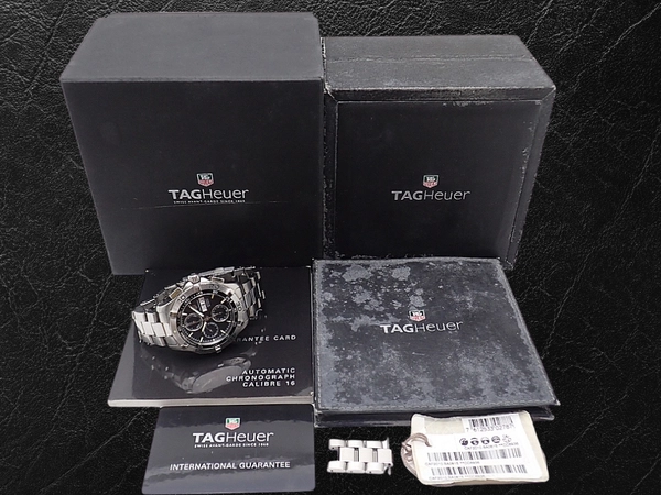 タグホイヤー アクアレーサー Ref.CAF2010.BA0815 キャリバー16 SS ブラックダイヤル ワンプッシュ式3連ブレス装着 BOX・ギャラ付属 TAG HEUER AQUARACER [代行おまかせコース]