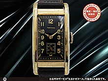 タバン 角型 レクタンギュラー 17石 Cal.365 Wadsworth社製 10K GOLD FILLED ブラックダイヤル 社外製レザー装着 手巻き アンティーク TAVANNES [代行おまかせコース]