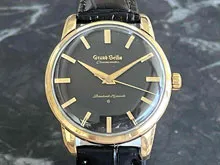 グランドセイコー ファーストモデル J14070 ブラックダイヤル Cal.3180 14K GOLD FILLED CHRONOMETER 獅子メダリオン