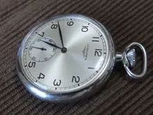 ロンジン LONGINES 懐中時計 手巻 SSケース 全数字アラビア文字盤 初期モデル