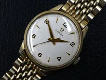 オメガ OMEGA ラウンドモデル 手巻き 30mmキャリバー Cal.283 14KGF 変則アラビック ホワイトダイアル 7連ライスブレス Vintage