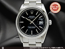 ロレックス オイスター パーペチュアル デイト Ref.15000 Cal.3035 SS ブラックダイヤル 3連ハードブレス Ref.78350-19 FF.557 オートマチック 2024年OH済 外箱・日本ロレックス修理明細等付属 ROLEX OYSTER PERPETUAL DATE [代行おまかせコース]