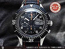 ジン 156B ミリタリー クロノグラフ SS ブラックダイヤル デイデイト 社外レザー装着 オートマチック Sinn 156B CHRONOGRAPH [代行おまかせコース]