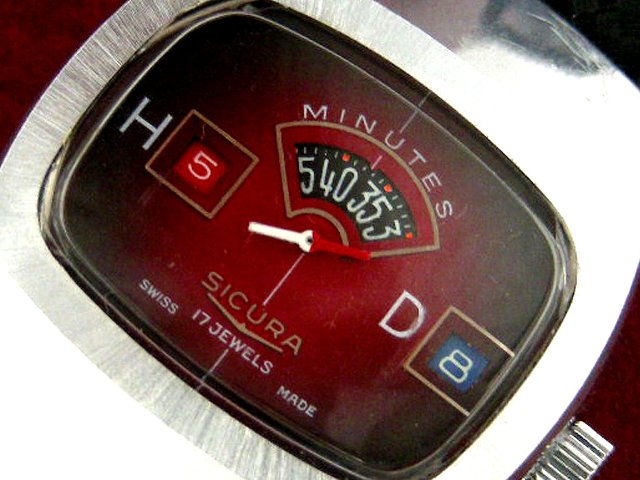 シクラ SICURA 手巻き式 メカデジ 70年代 スイス | アンティーウオッチマンはROLEX（ロレックス）・OMEGA（オメガ）・TUDOR（チュードル）などアンティーク腕時計の委託通販