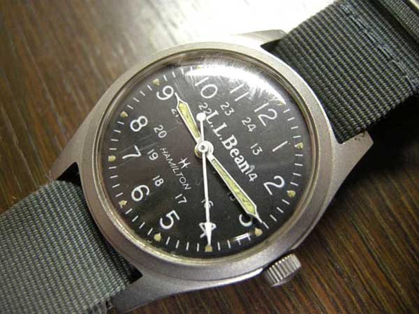 ハミルトン 1980年代 Hamilton L L Bean ダブルネーム ミリタリー ハック付き 手巻き Oh済み 時計 の委託通販 アンティーウオッチマン