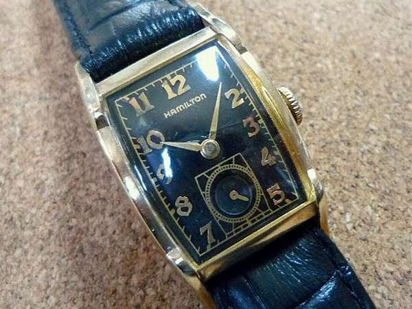 ハミルトン 1950年代 HAMILTON 黒文字盤 スモールセコンド 10金張り |  アンティーウオッチマンはROLEX（ロレックス）・OMEGA（オメガ）・TUDOR（チュードル）などアンティーク腕時計の委託通販専門店—時計 の委託・アンティーウオッチマン