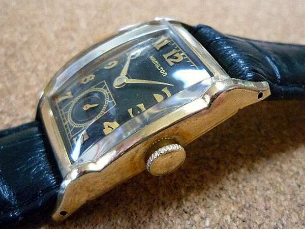 ハミルトン 1950年代 HAMILTON 黒文字盤 スモールセコンド 10金張り |  アンティーウオッチマンはROLEX（ロレックス）・OMEGA（オメガ）・TUDOR（チュードル）などアンティーク腕時計の委託通販専門店—時計 の委託・アンティーウオッチマン