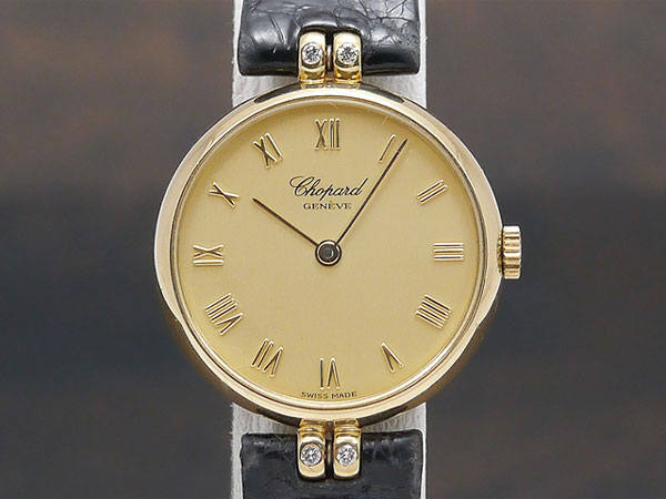 ショパール CHOPARD ジュネーブ 18KYG ラウンドケース 4ptダイヤ ...