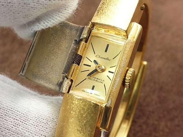 チャンドラー バングル型 七宝装飾腕時計 10KGF 手巻き式 | アンティー 