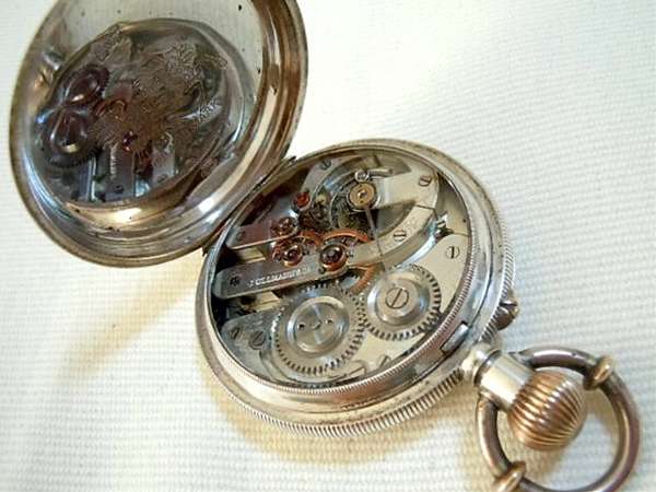 J.ウルマン 希少 銀無垢 大型懐中時計 精度良好美品 中蓋スケルトン 