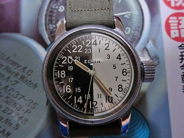 エルジン A 17タイプ 米軍用 24時間白黒文字盤時計 時計の委託通販 アンティーウオッチマン