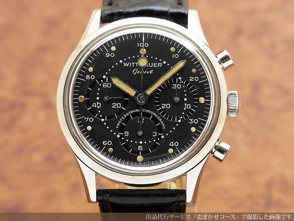 ウィットナー 3reg.クロノグラフ バルジューCal.72搭載 ブラックダイヤル 手巻き |  アンティーウオッチマンはROLEX（ロレックス）・OMEGA（オメガ）・TUDOR（チュードル）などアンティーク腕時計の委託通販専門店—時計 の委託・アンティーウオッチマン