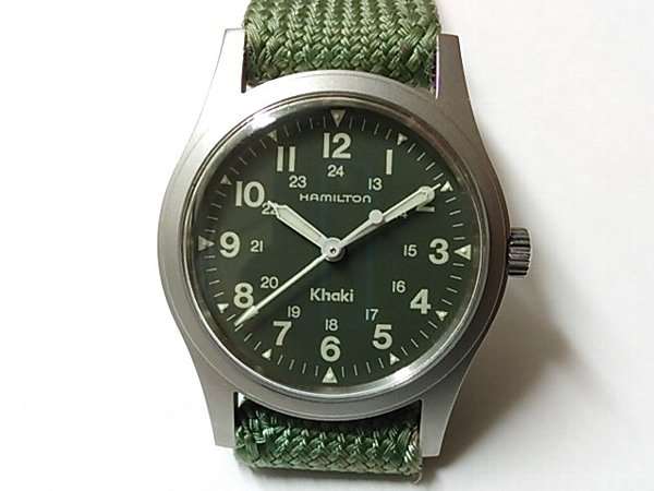 ハミルトン HAMILTON カーキ Khaki 33mm 手巻き ミリタリー