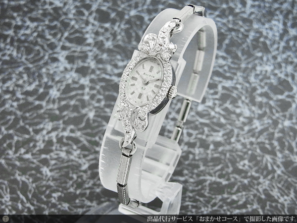 14k アンティーク手巻き腕時計 ダイヤ付き ブローバ bulova - 腕時計