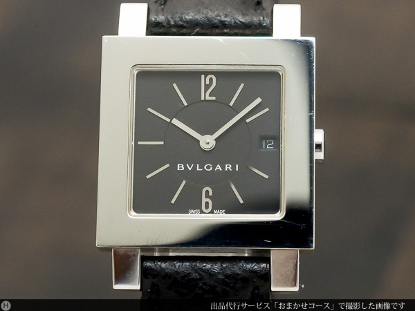 ブルガリ BVLGARI スクエア クオーツ デイト スタイリッシュなボーイズ