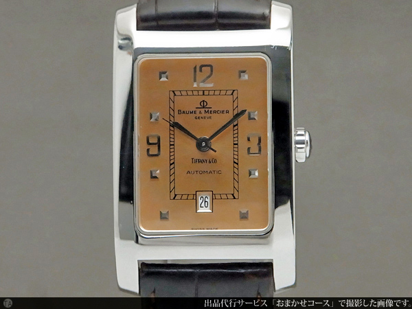 ボーム&メルシェ BAUME&MERCIER ティファニーWネーム 角型 サーモン ...