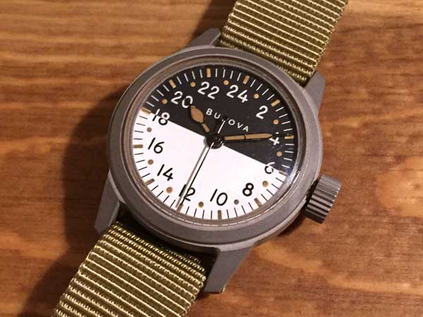 ブローバ アメリカ軍官給品 24時間時計 白黒文字盤 ミリタリーウォッチ 手巻き式 BULOVA |  アンティーウオッチマンはROLEX（ロレックス）・OMEGA（オメガ）・TUDOR（チュードル）などアンティーク腕時計の委託通販専門店—時計の委託・アンティーウオッチマン