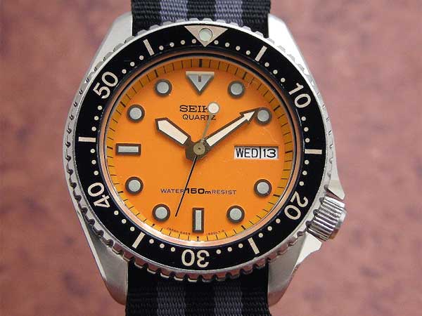 セイコー ダイバーズウォッチ 6458-600A 社外バンド 腕時計 オレンジ-
