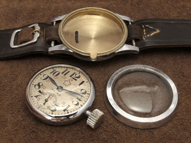 セイコー 精工舎 日本海軍航空隊 軍用腕時計 2重ケース 桜マーク 手