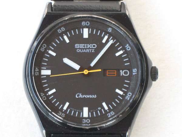 セイコー クロノス クオーツ ミリタリー風 8123-6140 ダブルカレンダー 黒文字盤 CHRONOS SEIKO QUARTZ |  アンティーウオッチマンはROLEX（ロレックス）・OMEGA（オメガ）・TUDOR（チュードル）などアンティーク腕時計の委託通販専門店—時計の委託・アンティーウオッチマン