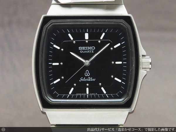 セイコー SEIKO シルバーウェーブ ねじ込み式リューズ 角型 黒文字盤 ...