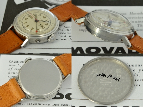 モバード トリプルカレンダー カレンドグラフ 分解掃除済み 作業証明書付属 アクバティックケース 1940年代製 時計の委託通販 アンティーウオッチマン