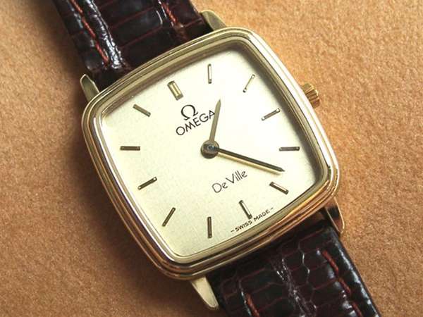 2024特集 【中古】OMEGA DeVille デビル QUARTZ クォーツ 革ベルト 