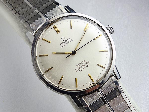 在庫あ安いOMEGA デヴィル 165.008 AUTOMATIC メンズ 自動巻 シルバー文字盤 社外ベルト[325703 デビル