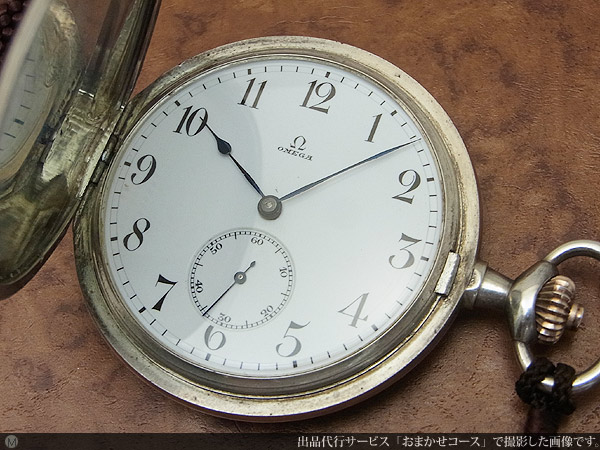 オメガ 懐中時計　0.900刻印 銀彫金 ハンターケース　1919年頃