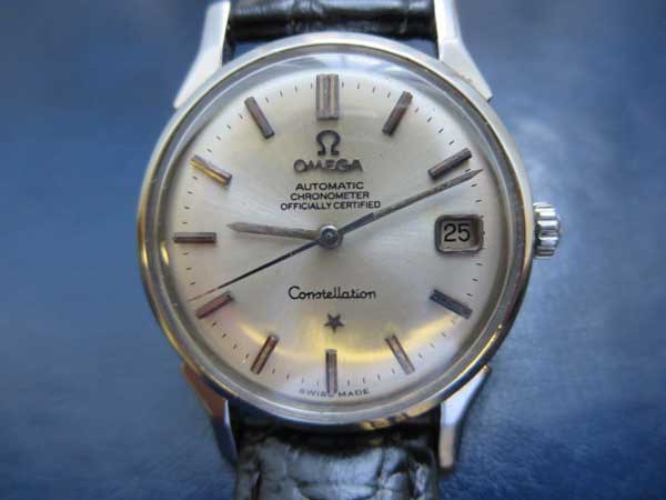 オメガ　コンステレーション　１９６０年代　自動巻き　アンティーク腕時計　メンズバンドレザー系