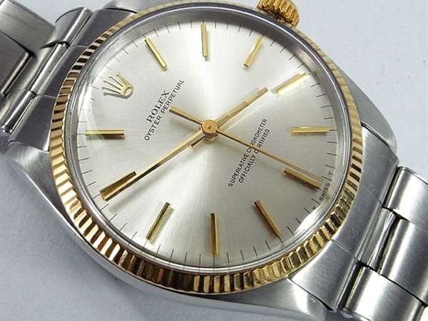 ロレックス オイスターパーペチュアル Ref.1005 リベットブレス フルコマ付 | アンティーウオッチマンはROLEX（ロレックス ）・OMEGA（オメガ）・TUDOR（チュードル）などアンティーク腕時計の委託通販専門店—時計の委託・アンティーウオッチマン