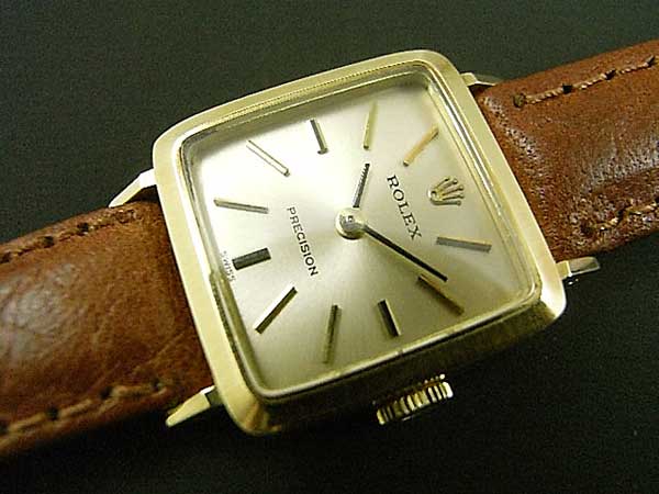 ロレックス レディース アンティーク 18金無垢・18KYG スクエアケース 1970年製 | アンティーウオッチマンはROLEX（ロレックス ）・OMEGA（オメガ）・TUDOR（チュードル）などアンティーク腕時計の委託通販専門店—時計の委託・アンティーウオッチマン