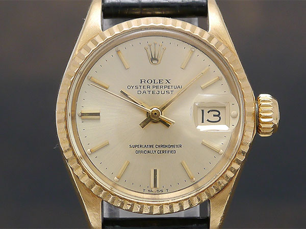 ロレックス オイスターパーペチュアル デイト Ref.6517 18KYG おしゃれなレディースモデル | アンティーウオッチマンはROLEX（ ロレックス）・OMEGA（オメガ）・TUDOR（チュードル）などアンティーク腕時計の委託通販専門店—時計の委託・アンティーウオッチマン