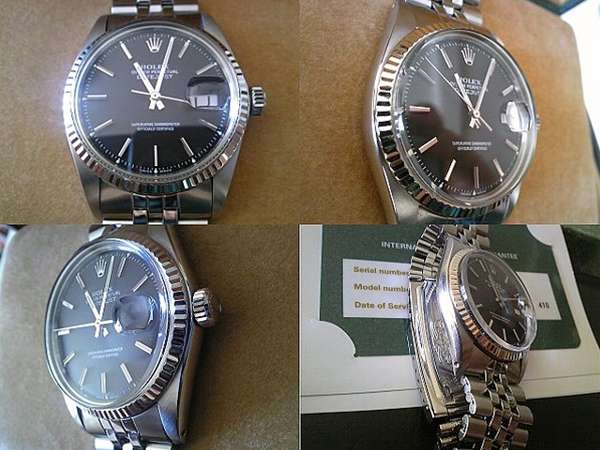 ロレックス ROLEX DATEJUST Ref.1601 ブラック 3246743 箱 国際保証書付き 日本ロレックスOH済(その際黒文字盤に交換)  | アンティーウオッチマンはROLEX（ロレックス）・OMEGA（オメガ）・TUDOR（チュードル）などアンティーク腕時計の委託通販専門店—時計の委託・アン  ...